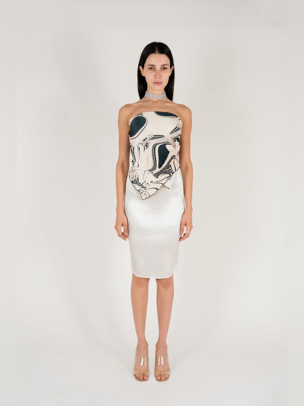 NIN STUDIO Bandana Top in Liquid Reverie Pleated Abstract One Size GUC